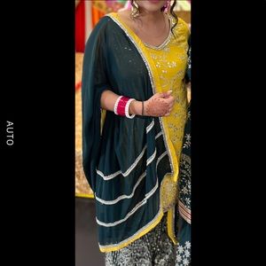 Green and Yellow Sharara Suit